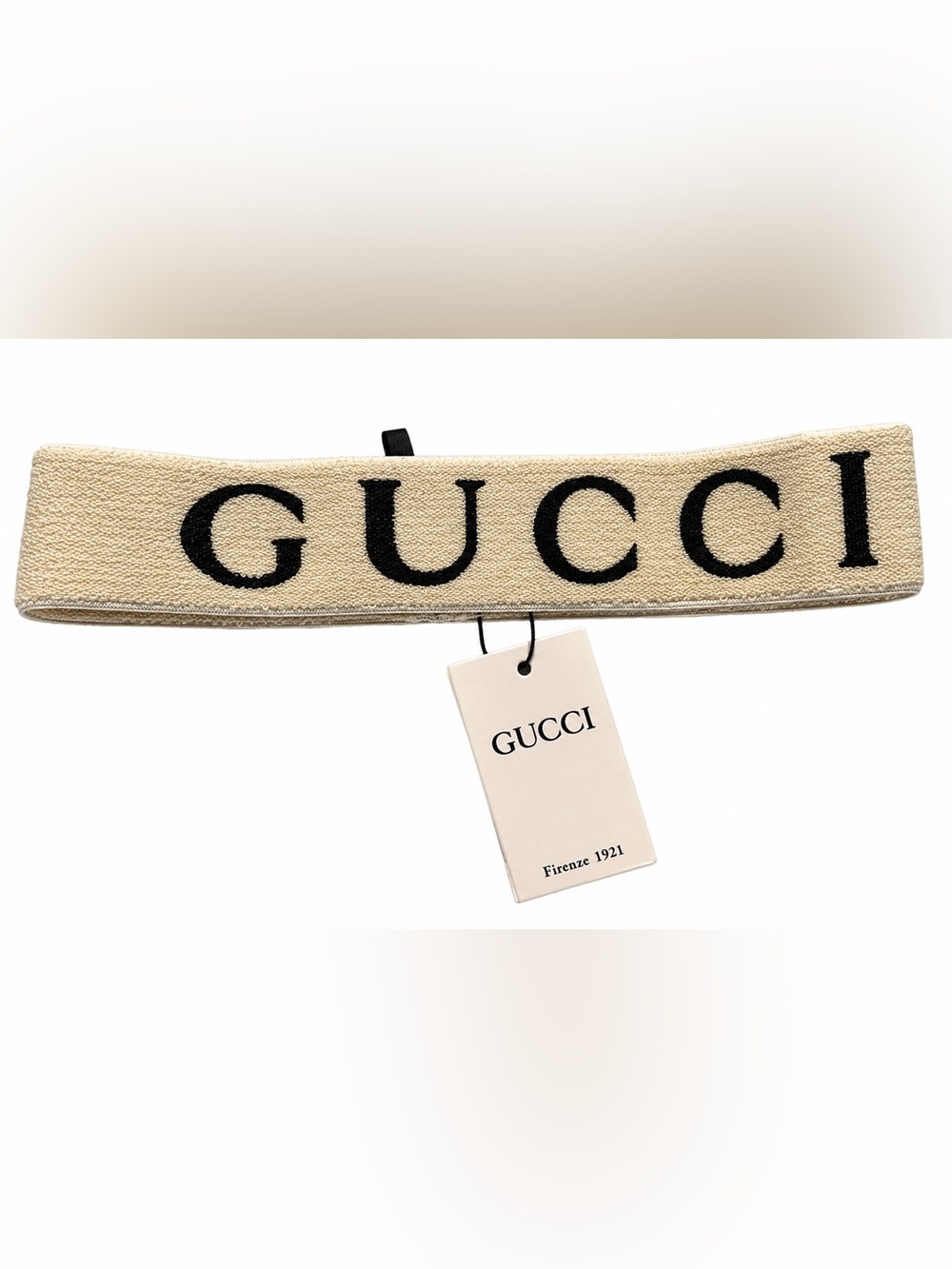 Gucci Beige and Black Logo Knitted Headband